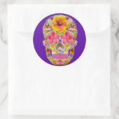 Blume Schädel 4 - tropisch Runder Aufkleber (Tasche)