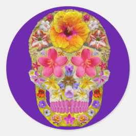 Blume Schädel 4 - tropisch Runder Aufkleber