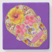 Blume Schädel 4 - tropisch Steinuntersetzer (Vorderseite)