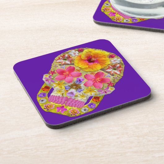 Blume Schädel 4 - tropisch Untersetzer (Linke Seite)