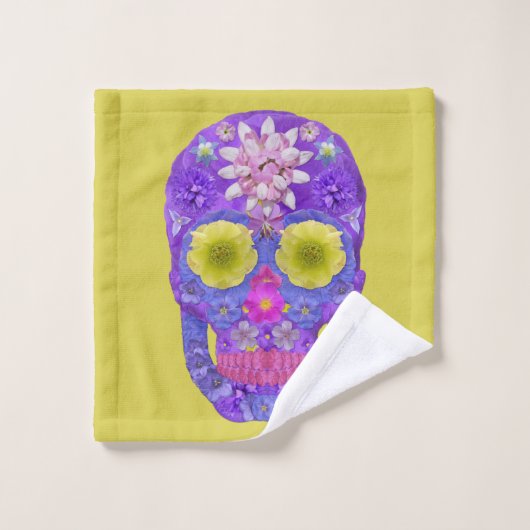 Blume Schädel 5 Badhandtuch Set (Waschlappen)