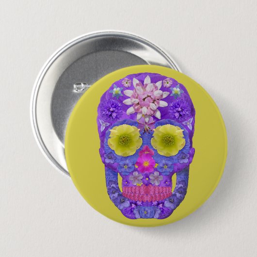 Blume Schädel 5 Button (Vorne & Hinten)