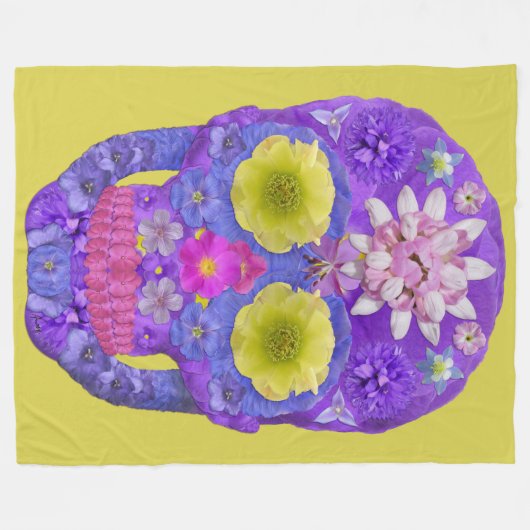 Blume Schädel 5 Fleecedecke (Vorderseite (Horizontal))