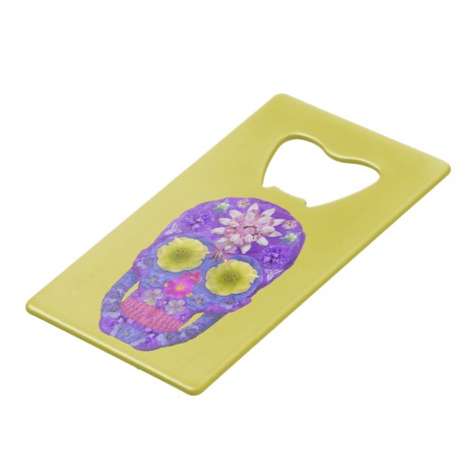 Blume Schädel 5 Geldbeutel Flaschenöffner (Rückseite Schrägansicht)