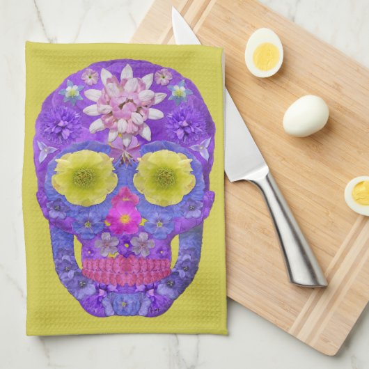 Blume Schädel 5 Geschirrtuch (Viertel Falte)