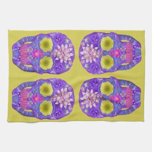 Blume Schädel 5 Geschirrtuch (Horizontal)