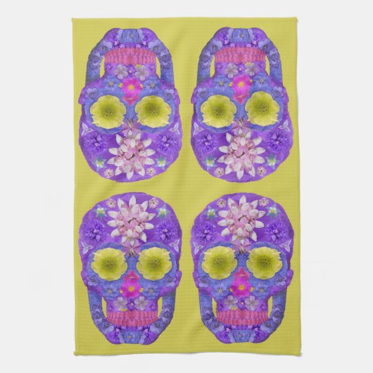 Blume Schädel 5 Geschirrtuch (Vertikal)