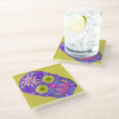 Blume Schädel 5 Glasuntersetzer (Schrägansicht)