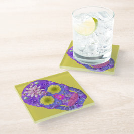 Blume Schädel 5 Glasuntersetzer