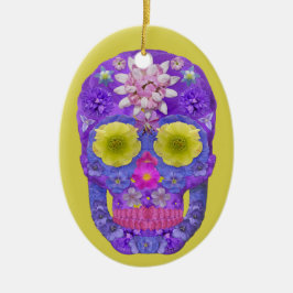 Blume Schädel 5 Keramik Ornament