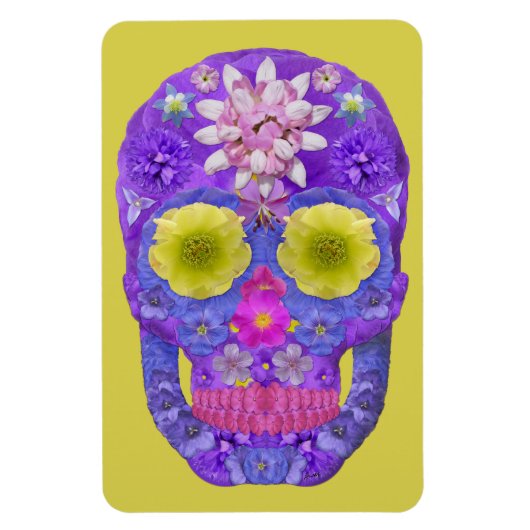 Blume Schädel 5 Magnet (Vertikal)