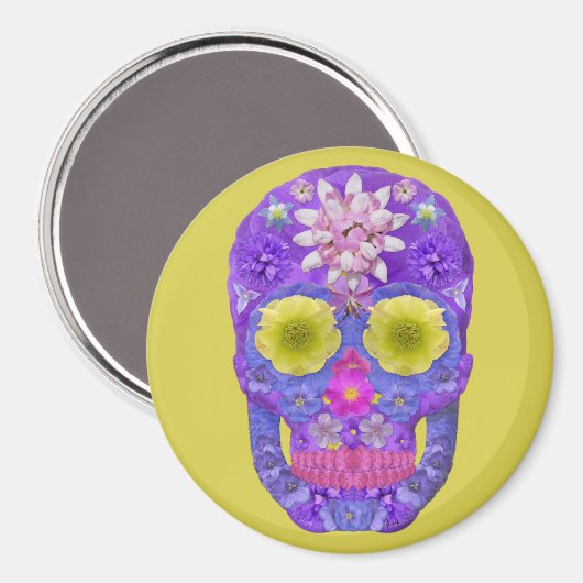 Blume Schädel 5 Magnet (Vorderseite/Rückseite)
