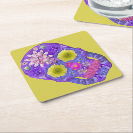 Blume Schädel 5 Rechteckiger Pappuntersetzer