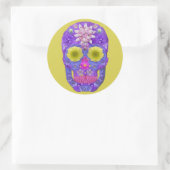 Blume Schädel 5 Runder Aufkleber (Tasche)