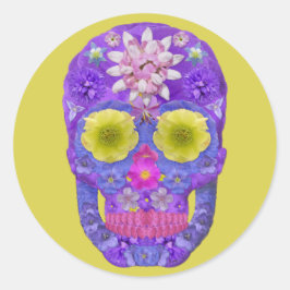 Blume Schädel 5 Runder Aufkleber
