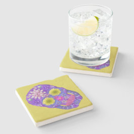 Blume Schädel 5 Steinuntersetzer