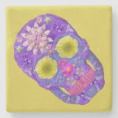 Blume Schädel 5 Steinuntersetzer (Vorderseite)