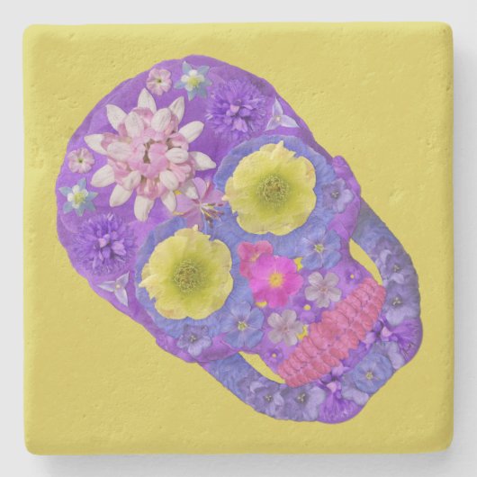 Blume Schädel 5 Steinuntersetzer (Vorderseite)