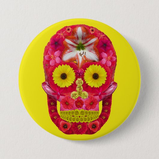 Blume Schädel 6 Button (Vorderseite)