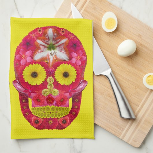 Blume Schädel 6 Geschirrtuch (Viertel Falte)