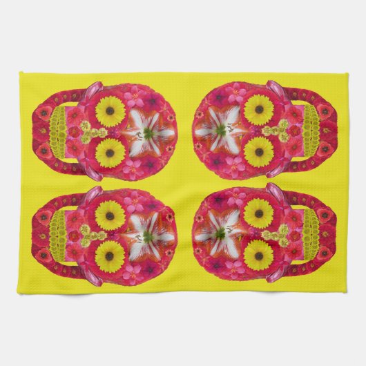 Blume Schädel 6 Geschirrtuch (Horizontal)