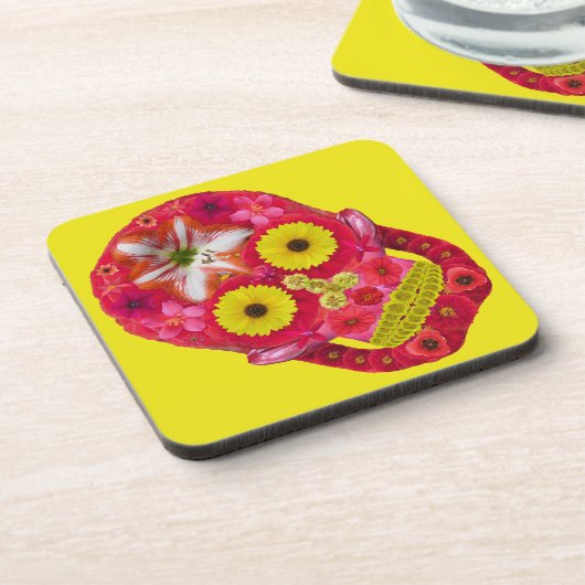 Blume Schädel 6 Getränkeuntersetzer (Linke Seite)