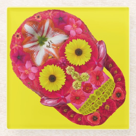 Blume Schädel 6 Glasuntersetzer (Vorderseite)