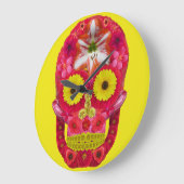 Blume Schädel 6 Große Wanduhr (Winkel)
