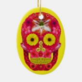 Blume Schädel 6 Keramik Ornament (Hinten)