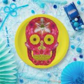 Blume Schädel 6 Pappteller (Party)