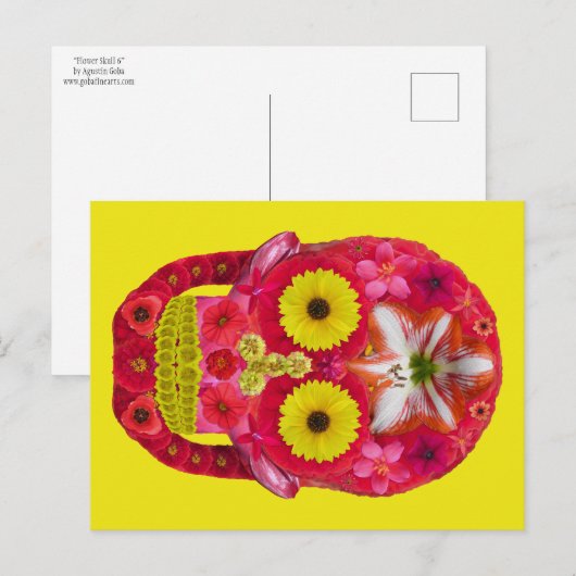 Blume Schädel 6 Postkarte (Vorne/Hinten)