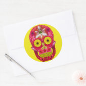 Blume Schädel 6 Runder Aufkleber (Umschlag)