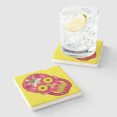 Blume Schädel 6 Steinuntersetzer (Seitenansicht)