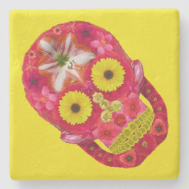 Blume Schädel 6 Steinuntersetzer