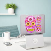 Blume Schädel 7 Aufkleber (Laptop auf Schreibtisch)