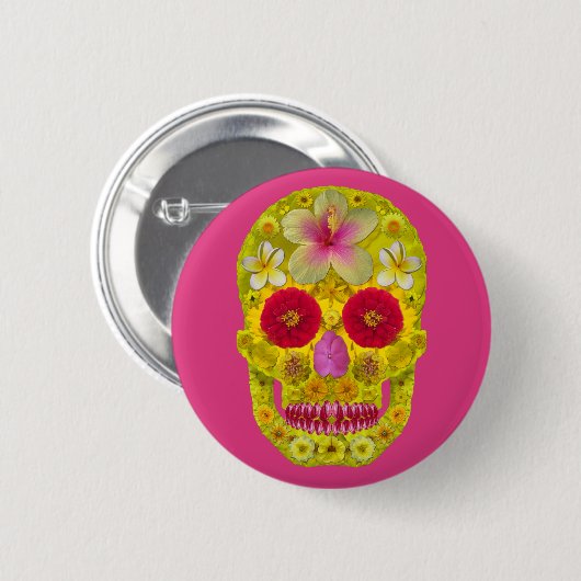 Blume Schädel 8 Button (Vorne & Hinten)