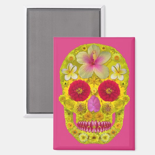 Blume Schädel 8 Magnet (Vorderseite/Rückseite)