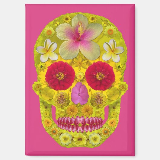 Blume Schädel 8 Magnet (Vorderseite)