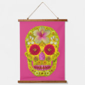 Blume Schädel 8 Wandteppich Mit Holzrahmen (Vorderseite)