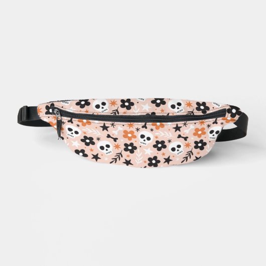 Blume Schädelmuster Bauchtasche (Vorderseite)