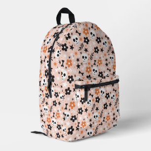 Blume Schädelmuster Bedruckter Rucksack