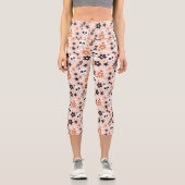 Blume Schädelmuster Capri Leggings (Vorderseite)