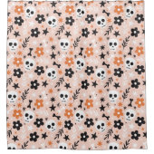 Blume Schädelmuster Duschvorhang (Vorderseite)