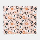 Blume Schädelmuster Fleecedecke (Vorderseite (Horizontal))