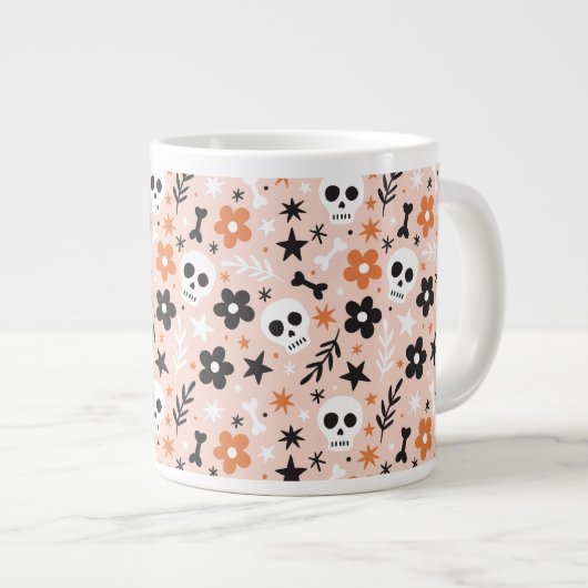Blume Schädelmuster Jumbo-Tasse (Vorderseite Rechts)