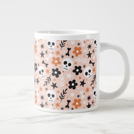 Blume Schädelmuster Jumbo-Tasse (Rechts)