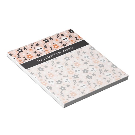 Blume Schädelmuster Notizblock (angewinkelt)