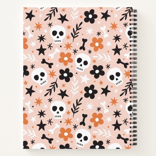 Blume Schädelmuster Notizblock (Rückseite)