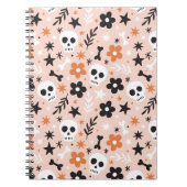 Blume Schädelmuster Notizblock (Vorderseite)