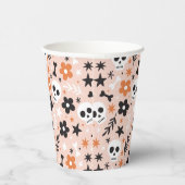 Blume Schädelmuster Pappbecher (Rechts)